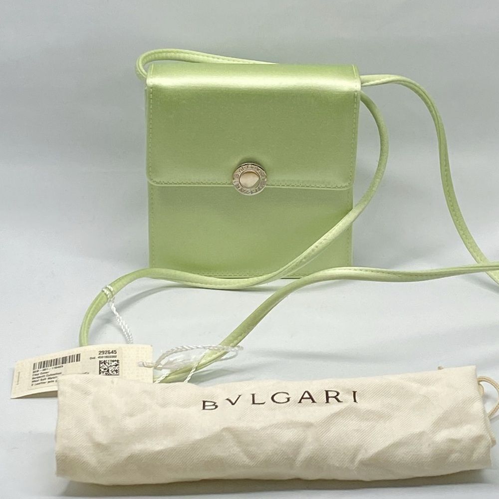 BVLGARI Light Green Satin Mini Shoulder Bag